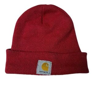 Carhartt Maroon Knit Beanie with Gold Logo Patch